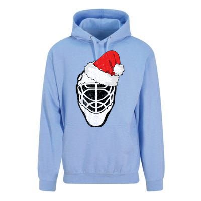 Ice Hockey Christmas Funny Goalie Santa Hat Hockey Fan Gift Unisex Surf Hoodie