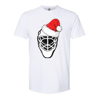 Ice Hockey Christmas Funny Goalie Santa Hat Hockey Fan Gift Softstyle CVC T-Shirt