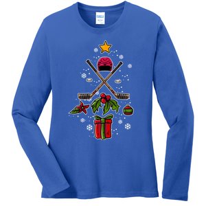 Ice Hockey Christmas Tree Ice Hockey Player Gift Ice Hockey Gift Ladies Long Sleeve Shirt