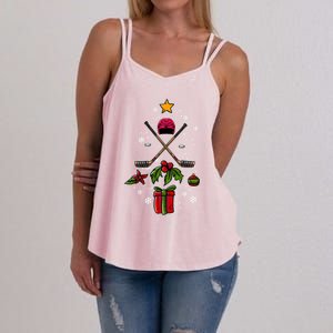 Ice Hockey Christmas Tree Ice Hockey Player Gift Ice Hockey Gift Women's Strappy Tank