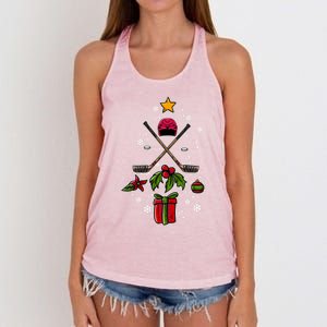 Ice Hockey Christmas Tree Ice Hockey Player Gift Ice Hockey Gift Women's Knotted Racerback Tank