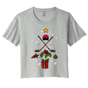 Ice Hockey Christmas Tree Ice Hockey Player Gift Ice Hockey Gift Women's Crop Top Tee