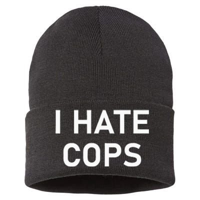 I Hate Cops Funny Jokes Sarcastic Sustainable Knit Beanie