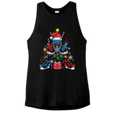 Ice Hockey Christmas Ornat Tree Santa Sports Gift Ladies PosiCharge Tri-Blend Wicking Tank