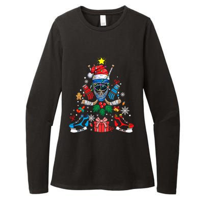 Ice Hockey Christmas Ornat Tree Santa Sports Gift Womens CVC Long Sleeve Shirt