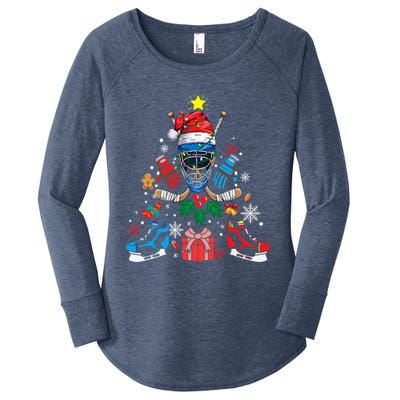 Ice Hockey Christmas Ornat Tree Santa Sports Gift Women's Perfect Tri Tunic Long Sleeve Shirt