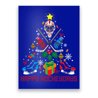 Ice Hockey Christmas Tree Funny Ugly Xmas Gift Funny Gift Poster