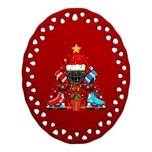 Ice Hockey Christmas Tree Ornats Funny Xmas Great Gift Ceramic Oval Ornament