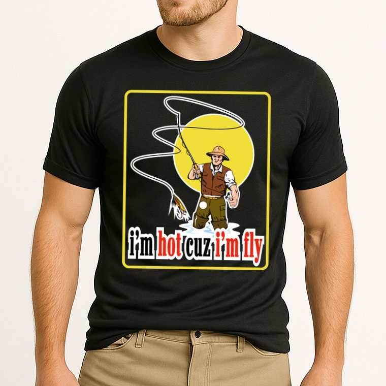 I'm Hot Cuz I'm Fly Fly Fishing Funny Cooling Performance Crew T-Shirt