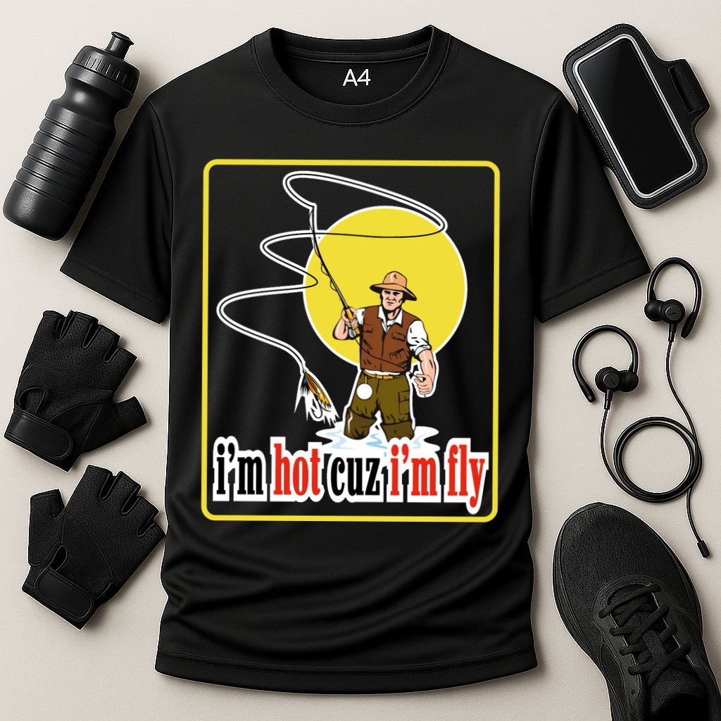 I'm Hot Cuz I'm Fly Fly Fishing Funny Cooling Performance Crew T-Shirt