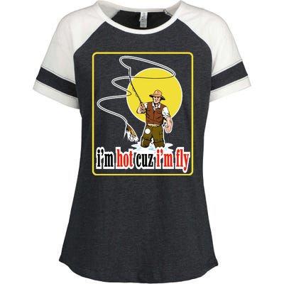 I'm Hot Cuz I'm Fly Fly Fishing Funny Enza Ladies Jersey Colorblock Tee