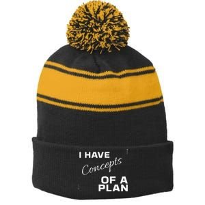 I Have Concepts Of A Plan Debate 2024 Harris V Trump Stripe Pom Pom Beanie