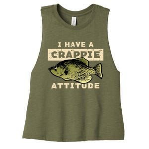 I Have Crappie Attitude Fishing Funny Fish Women's Racerback Cropped Tank