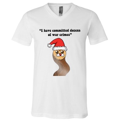 I Have Committed Dozen Of War Crimes Christmas Hooty The Owl V-Neck T-Shirt