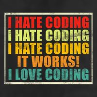 I Hate Coding It Works I Love Coding Funny Programmer 7 Panel Mesh Trucker Snapback Hat