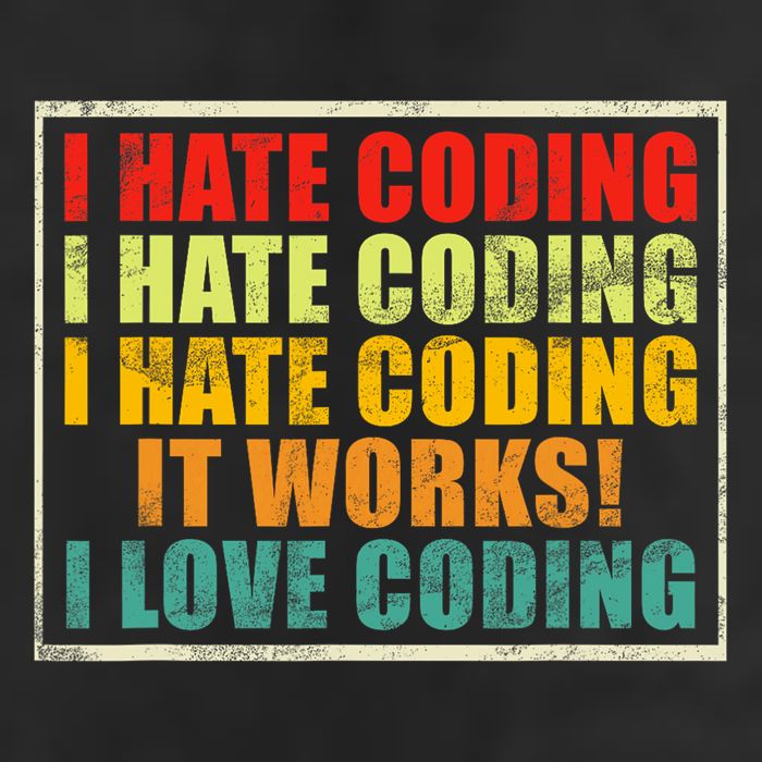 I Hate Coding It Works I Love Coding Funny Programmer 7 Panel Mesh Trucker Snapback Hat