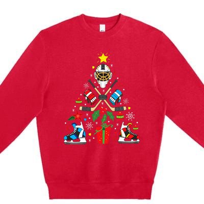 Ice Hockey Christmas Ornament Tree Funny Xmas Gift Premium Crewneck Sweatshirt