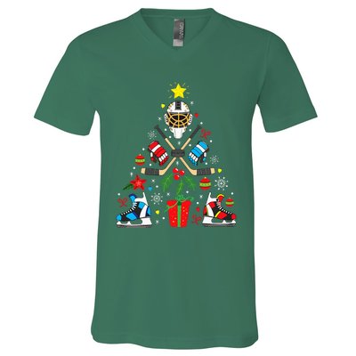 Ice Hockey Christmas Ornament Tree Funny Xmas Gift V-Neck T-Shirt