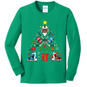 Ice Hockey Christmas Ornament Tree Funny Xmas Gift Kids Long Sleeve Shirt