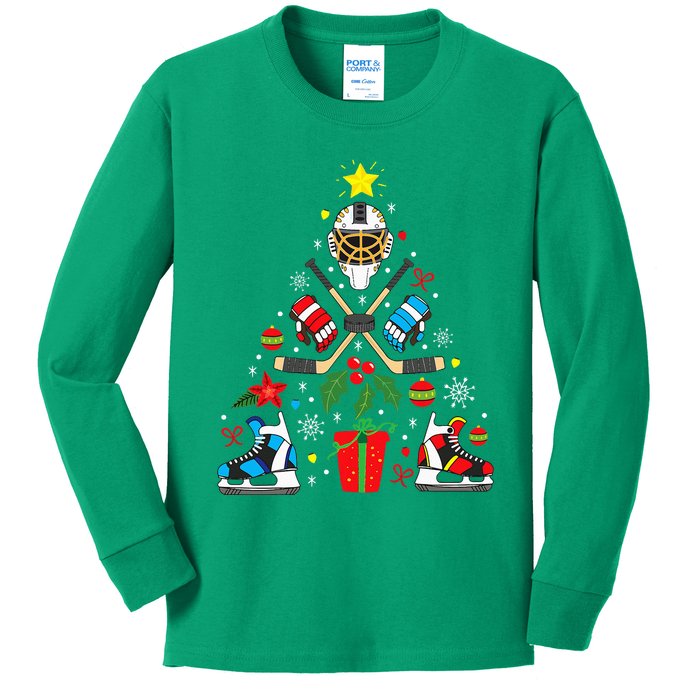 Ice Hockey Christmas Ornament Tree Funny Xmas Gift Kids Long Sleeve Shirt