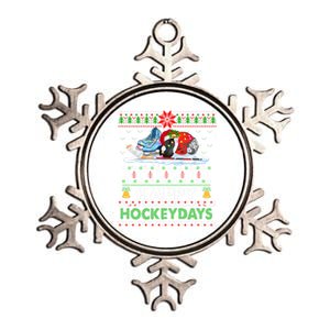 Ice Hockey Christmas Tree Ugly Xmas Happy Hockeydays Gift Metallic Star Ornament