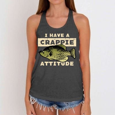 I Have Crappie Attitude Fishing Funny Fish Women's Knotted Racerback Tank