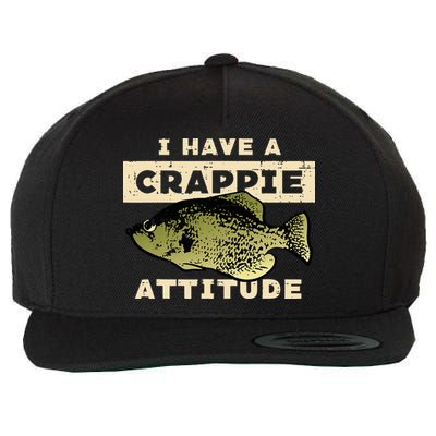 I Have Crappie Attitude Fishing Funny Fish Wool Snapback Cap