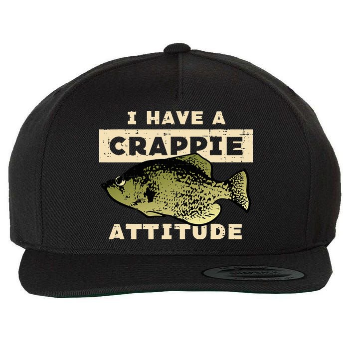 I Have Crappie Attitude Fishing Funny Fish Wool Snapback Cap