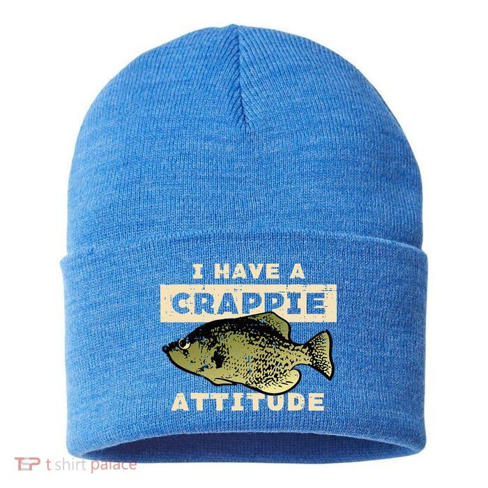 I Have Crappie Attitude Fishing Funny Fish Sustainable Knit Beanie