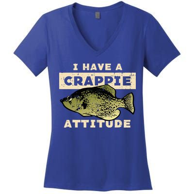 I Have Crappie Attitude Fishing Funny Fish Women's V-Neck T-Shirt