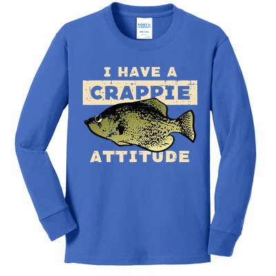 I Have Crappie Attitude Fishing Funny Fish Kids Long Sleeve Shirt