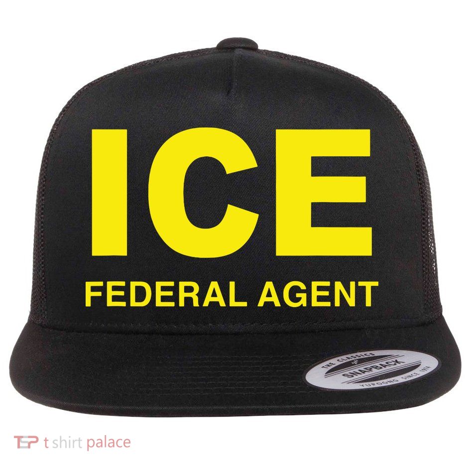 Ice Halloween Costume Federal Agent Police Immigration Flat Bill Trucker Hat