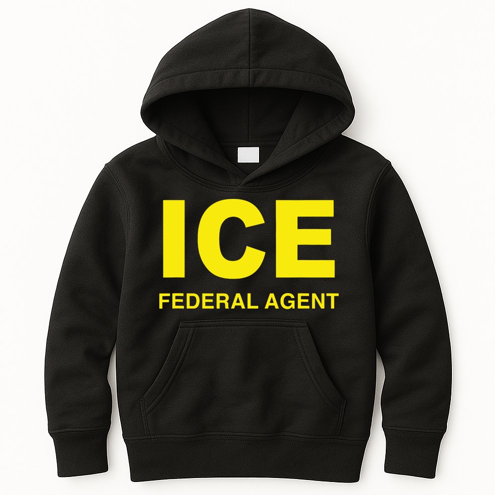 Ice Halloween Costume Federal Agent Police Immigration Kids Hoodie