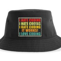 I Hate Coding It Works I Love Coding Funny Programmer Sustainable Bucket Hat