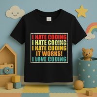 I Hate Coding It Works I Love Coding Funny Programmer Toddler T-Shirt