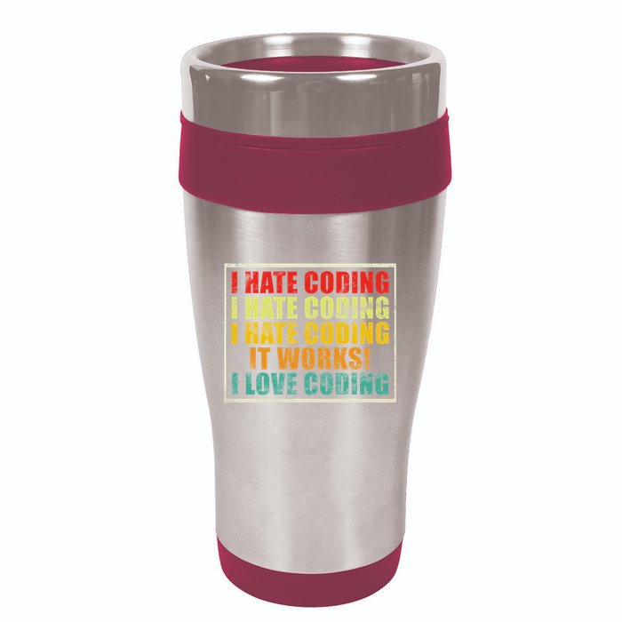 I Hate Coding It Works I Love Coding Funny Programmer 16oz Travel Tumbler