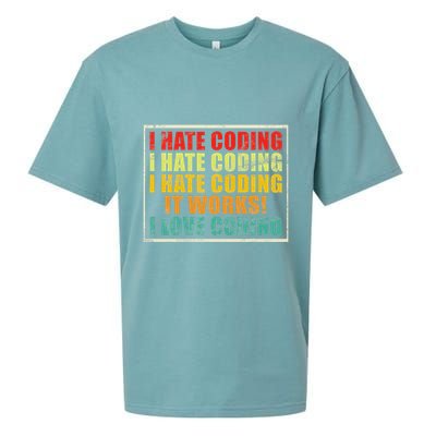 I Hate Coding It Works I Love Coding Funny Programmer Sueded Cloud Jersey T-Shirt