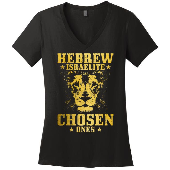 Israelite Hebrew Chosen Ones Israel Lion Of Judah Women's V-Neck T-Shirt