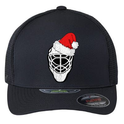 Ice Hockey Christmas Funny Goalie Santa Hat Hockey Fan Great Gift Flexfit Unipanel Trucker Cap