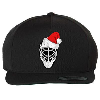 Ice Hockey Christmas Funny Goalie Santa Hat Hockey Fan Great Gift Wool Snapback Cap