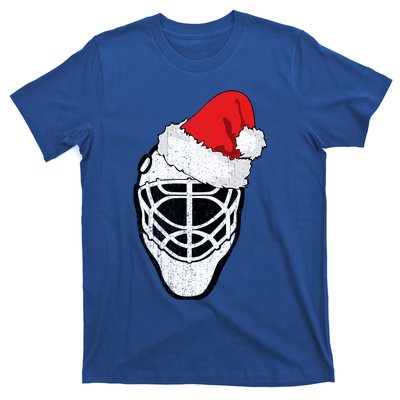 Ice Hockey Christmas Funny Goalie Santa Hat Hockey Fan Great Gift T-Shirt