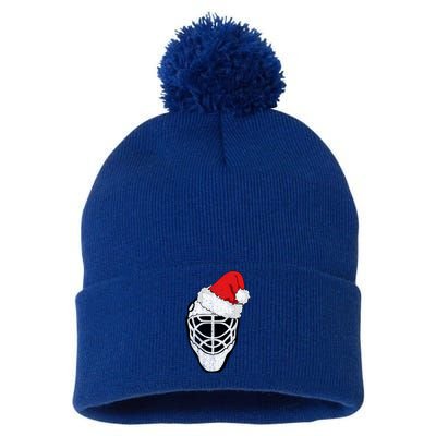 Ice Hockey Christmas Funny Goalie Santa Hat Hockey Fan Great Gift Pom Pom 12in Knit Beanie