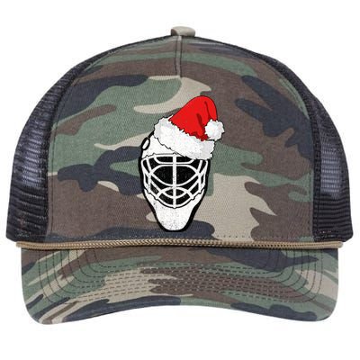 Ice Hockey Christmas Funny Goalie Santa Hat Hockey Fan Great Gift Retro Rope Trucker Hat Cap