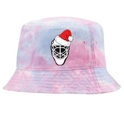 Ice Hockey Christmas Funny Goalie Santa Hat Hockey Fan Great Gift Tie-Dyed Bucket Hat