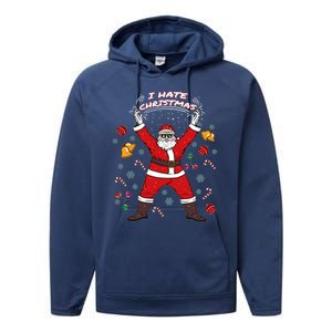 I Hate Christmas Xmas Santa Claus Christmas Present Gift Performance Fleece Hoodie