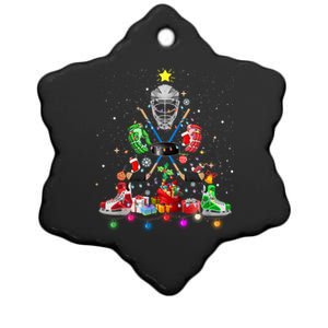 Ice Hockey Christmas Tree Lights Funny Hockey Xmas Gift Ceramic Star Ornament