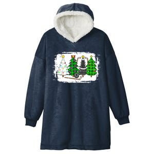 Ice Hockey Christmas Trees Ice Hockey Player Xmas Party Gift Hooded Wearable Blanket