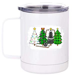 Ice Hockey Christmas Trees Ice Hockey Player Xmas Party Gift 12 oz Stainless Steel Tumbler Cup