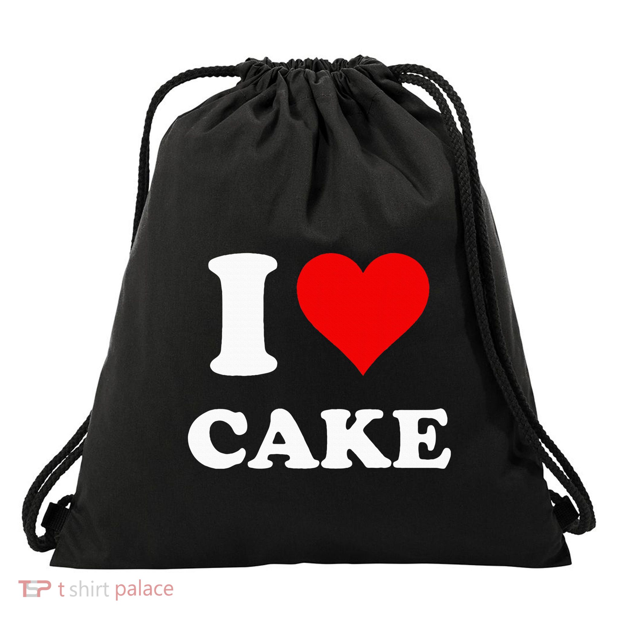 I Heart Cake I Love Cake Drawstring Bag