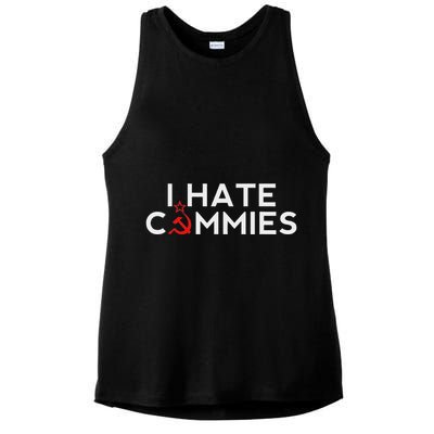 I Hate Commies Anti Russian President Ronald Reagan Ladies PosiCharge Tri-Blend Wicking Tank